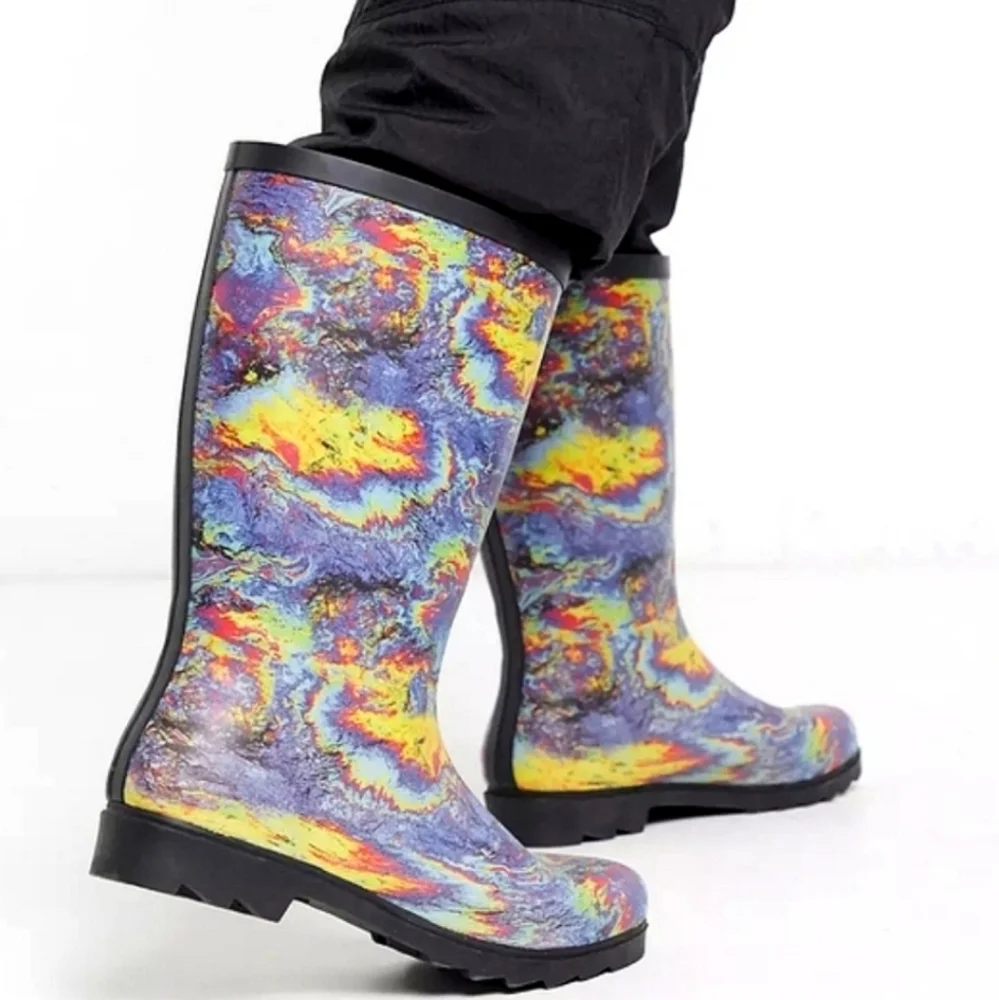 Sale: Mens Tie-Dye High Rain Boots - Size 13